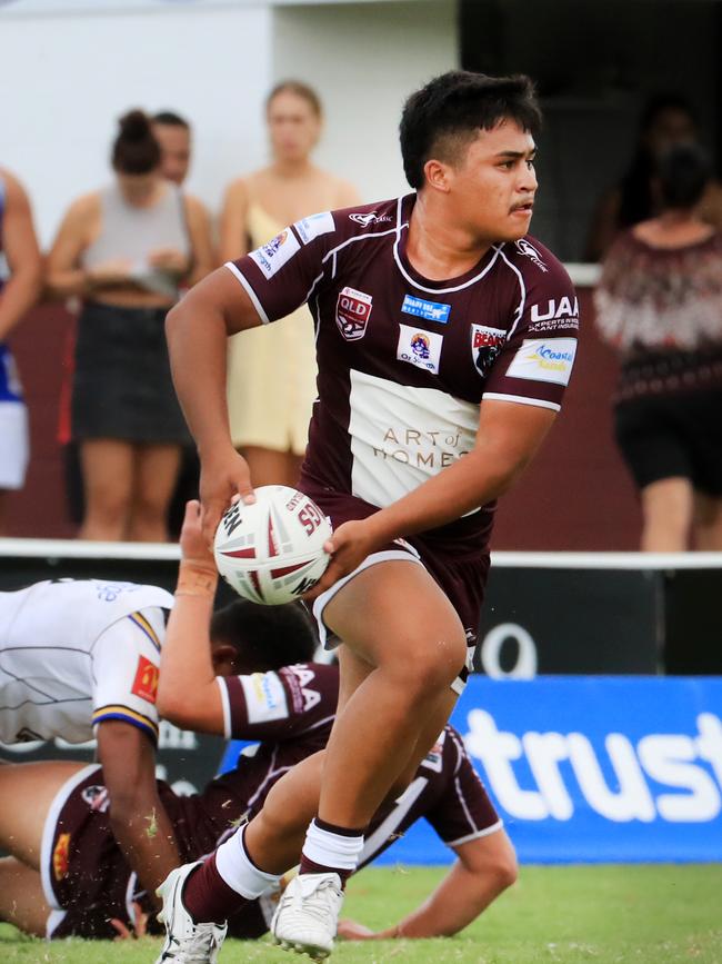 Coombabah SHS’s Caleb Gould-Waiariki playing for Burleigh Bears. Picture Scott Powick Newscorp