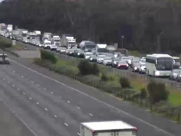 Drivers faced significant delays after westbound lanes on the Princes Fwy were closed on August 29. Picture: VicTraffic.