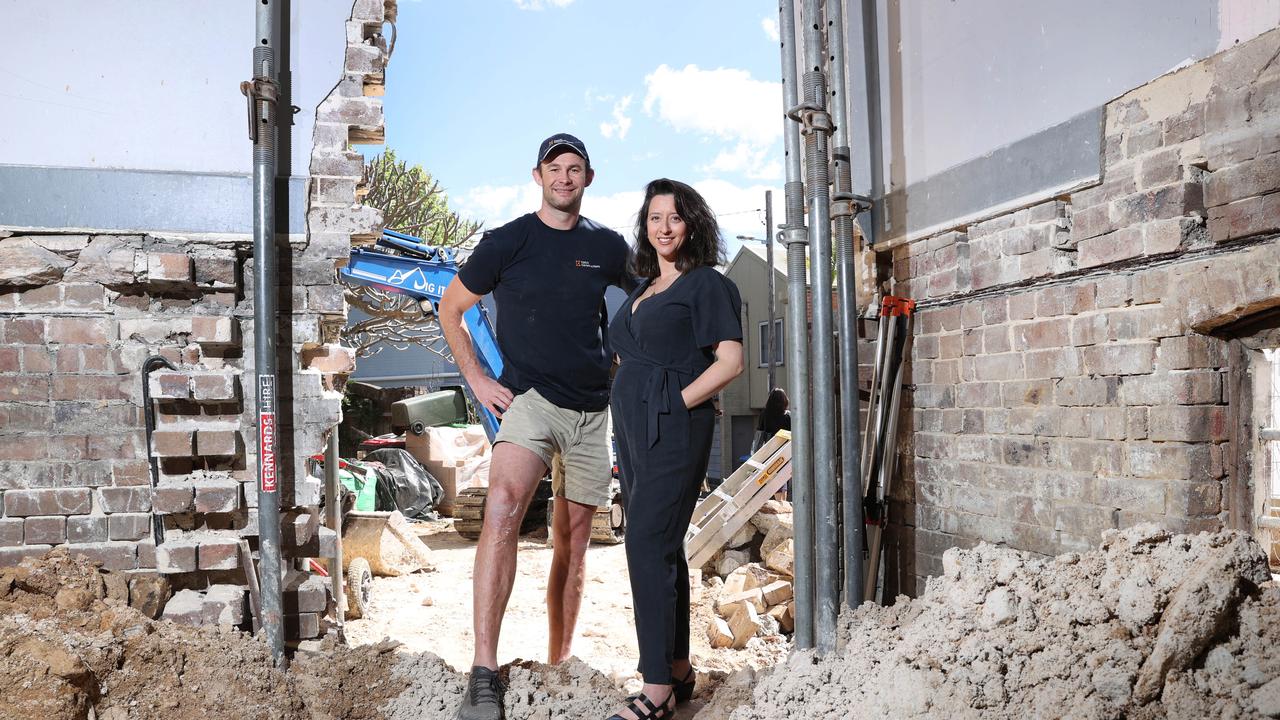 Pictured is Will and Marni Crutchley at their property in Balmain. They bought the house a year ago and have just started an 8 month renovation. There is currently a renovation boom in Sydney.Picture:Richard Dobson