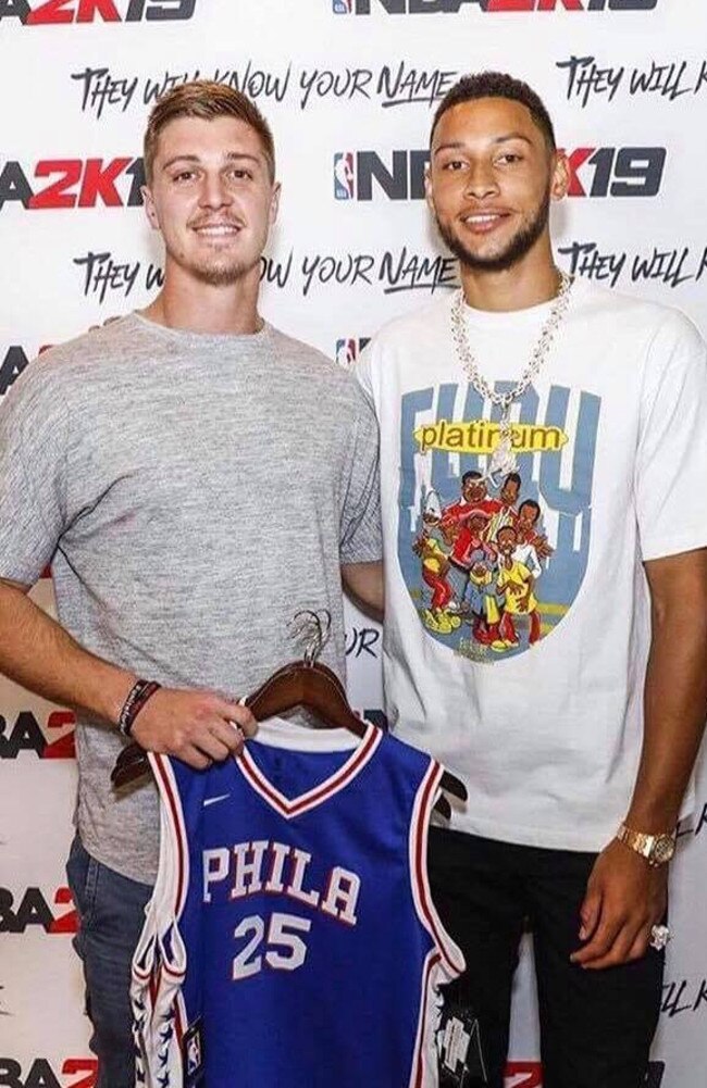 The Manly Sea Eagles' Shaun Lane and NBA star Ben Simmons.