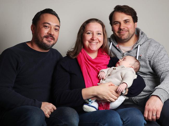 TASWEEKEND.  Surrogacy.  TASWEEKEND.  Surrogacy.  Mollie with baby Till and Till's parents Daniel Gray-Barnett on left and Daniel Barnett.  Mollie D'Arcy who carried as a surrogate a baby for same sex couple Daniel Gray-Barnett and Daniel Barnett.  Picture: Nikki Davis-JonesMollie D'Arcy who carried as a surrogate a baby for same sex couple Daniel Gray-Barnett and Daniel Barnett.  Picture: Nikki Davis-Jones