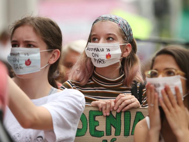 The protesters were mainly high-school aged. Picture: Richard Dobson