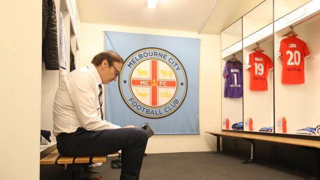 Melbourne City coach Erick Mombaerts is plotting his team’s A-League title bid. Photo: Robert Cianflone/Getty Images