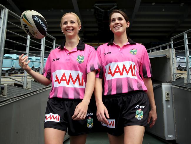 Belinda Sleeman (left) and Kasey Badger are ready for their shot at NRL history.