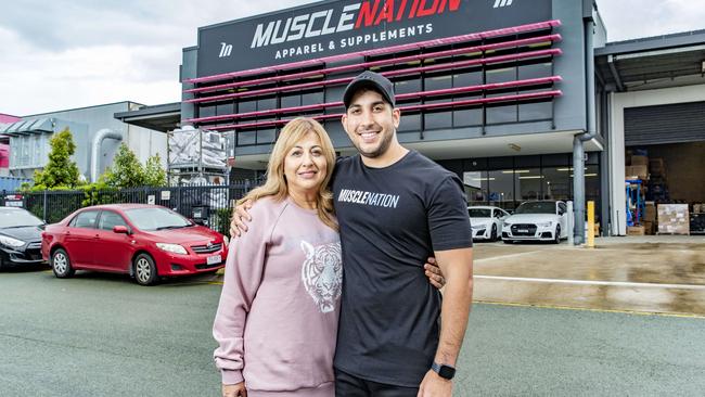 Maria Anthony with son Nathaniel at Muscle Nation, Tingalpa. Picture: Richard Walker