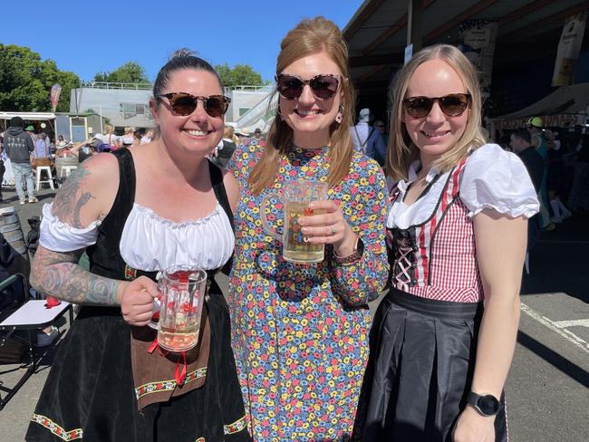 Jess, Rachael and Kirsty at the 2024 Yarra Valley Oktoberfest. Picture: Himangi Singh.