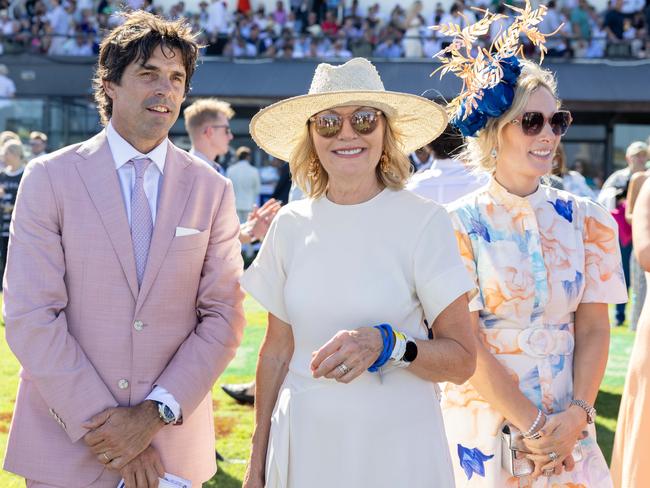 Nacho Figueras, Katie Page and Zara Tindall at the Magic Millions raceday. Picture by Luke Marsden.