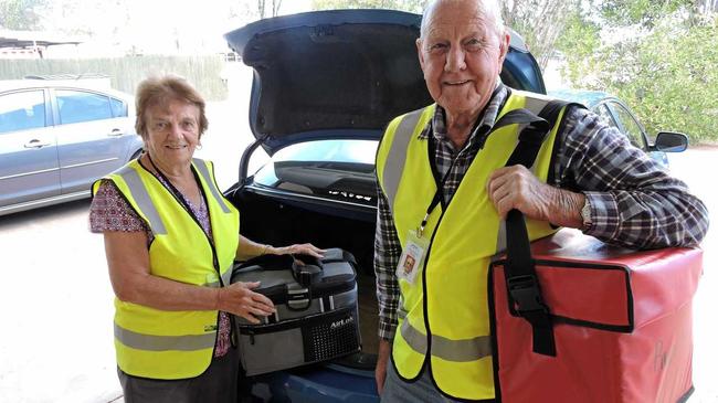 Lola and Ken Godfrey are dedicated volunteers, delivering fresh meals to clients for Maryborough's Meals on Wheels. Picture: Boni Holmes