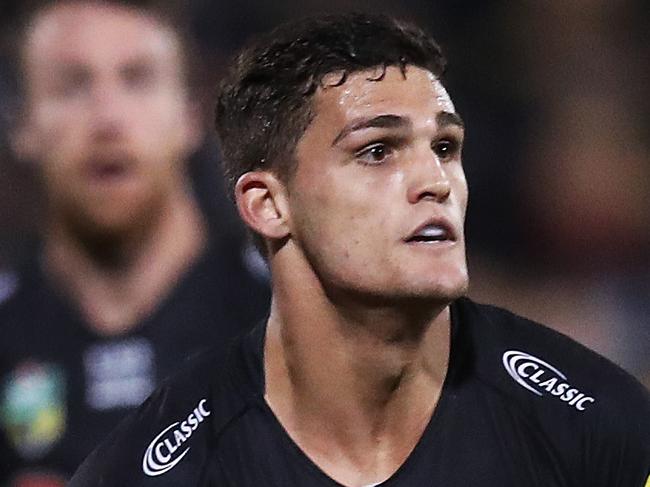 Penrith's Nathan Cleary during NRL match between the Penrith Panthers and St.George-Illawarra Dragons at Penrith Stadium. Picture. Phil Hillyard