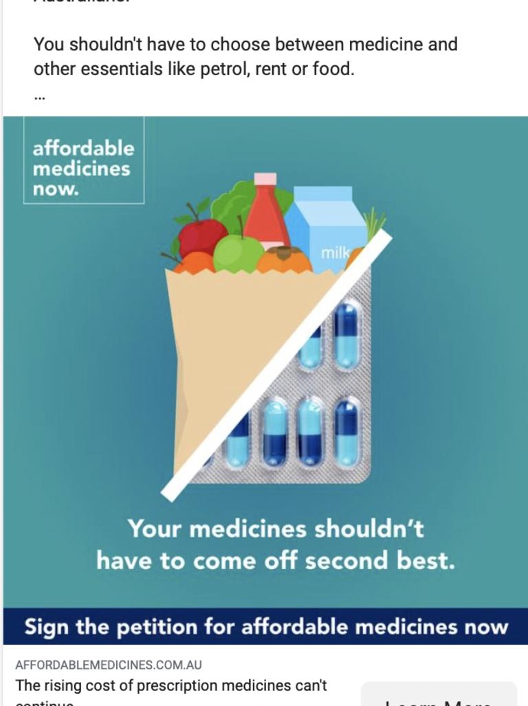 A 2022 federal election ad from the Pharmacy Guild of Australia placed on Facebook.