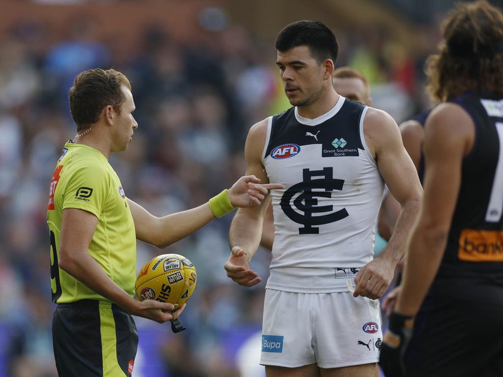 The league backed the decision to give the Blues a free kick after the go-ahead goal. Pic: Michael Klein