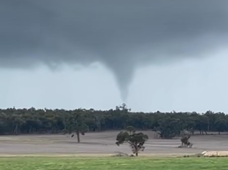 A tornado has caused minor damage as storms continue to batter southern Western Australia., , As thunderstorm warnings were issued across parts of southern WA on Tuesday afternoon, a tornado touched down near Frankland River — about 280 kilometres south-east of Perth., Picture: Facebook