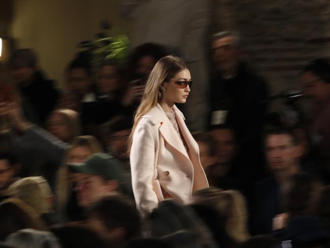 She strutted the runway for the debut collection by Lanvin’s new creative director, Bruno Sialelli. Picture: AP 