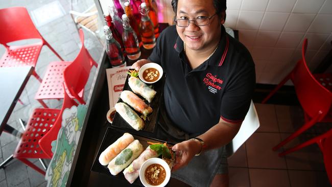 Tien Ho with some of the rice paper rolls available from Saigon Express in Hobart. Picture: EDDIE SAFARIK