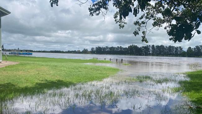 An image from Raymond Terrace on the weekend as warnings continue about saturated ground and swollen rivers across the Hunter. Picture: Meryl Swanson MP Facebook page.