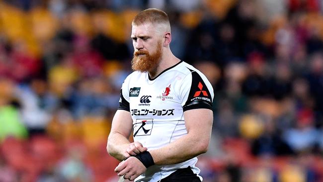 Sunwolves flanker Ed Quirk is sent off against the Reds on Friday night.