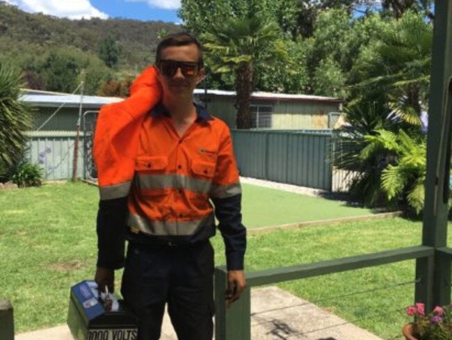 Kookaburra Lachi Sharp after his first day as a coal miner.