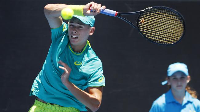 Alex De Minaur during the Australian Open wildcard play-off. Picture: Michael Klein