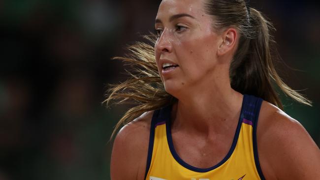 PERTH, AUSTRALIA - APRIL 21: Cara Koenen of the Lightning looks on during the round two Super Netball match between West Coast Fever and Sunshine Coast Lightning at RAC Arena, on April 21, 2024, in Perth, Australia. (Photo by Will Russell/Getty Images)