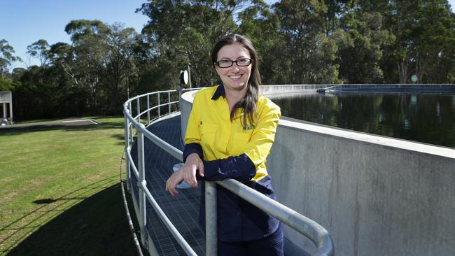 Sydney Water chemical engineer Sally Rewell at the Rouse Hill treatment plant in the city’s west. Picture: Britta Campion.