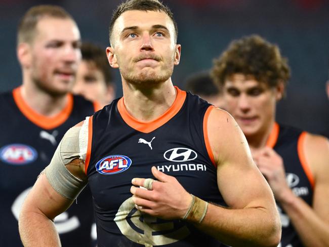 MELBOURNE, AUSTRALIA - MAY 05: Patrick Cripps of the Blues  looks dejected after losing the round eight AFL match between Carlton Blues and Brisbane Lions at Marvel Stadium, on May 05, 2023, in Melbourne, Australia. (Photo by Quinn Rooney/Getty Images)