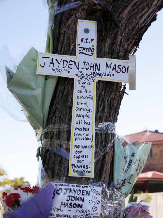 The road side memorial for Jayden Mason