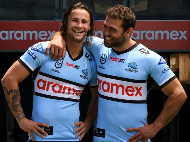 Cronulla recruits Dale Finucane and Nicho Hynes. Picture: NRL Photos