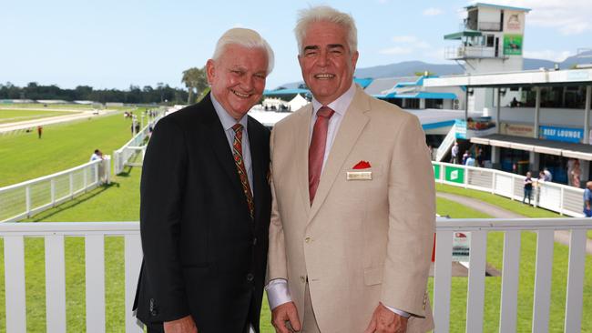 Cairns Amateurs patron Bart Sinclair and president David Goodman at the Cairns Amateurs Ladies Day, held at Cannon Park. Picture: Brendan Radke