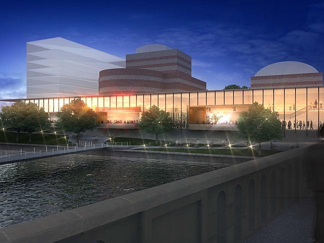 An artist's impression of the outside of the Riverside Theatres.