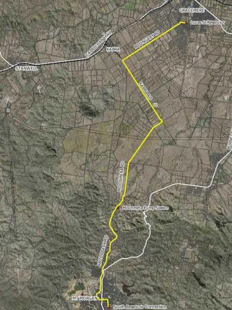 Designs show the route of the Gracemere to Mount Morgan pipeline.