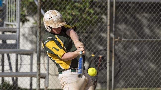 Ethan Robertson bats for All Stars against Dodgers in Toowoomba Softball Association A1 men fixture at Kearneys Spring Sporting Complex, Saturday, December 5, 2020. Picture: Kevin Farmer