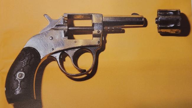 Images of a revolver tendered during the trial of eight accused charged with the murder of Jason De Ieso. The revolver was seized from the key witness just days after De Ieso’s death but is not alleged to be the weapon which fired the fatal shot. It has been linked to the scene. Picture: Supplied