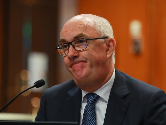 Anglicare CEO Grant Millard speaking at a parliamentary committee hearing into aged care, at the NSW State Parliament, today.Picture:Justin Lloyd