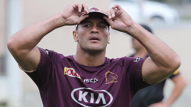 Alex Glenn. The Brisbane Broncos training at Re Hill. Pic Peter Wallis