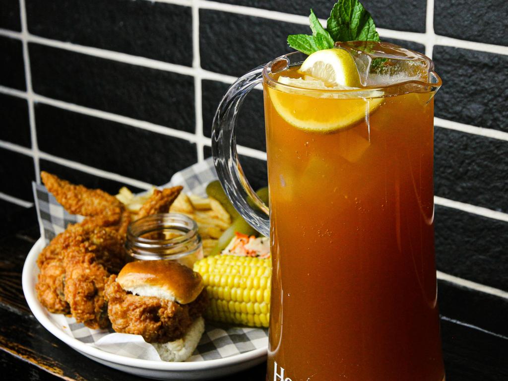 Butter’s Bloody Mary and fried chicken. Picture: George Alcantara