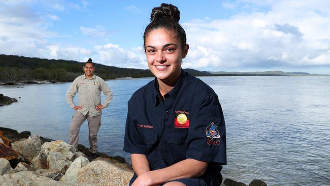 Minjerribah Rangers Shara Beard and Claudia Engelbrecht. Picture: Liam Kidston