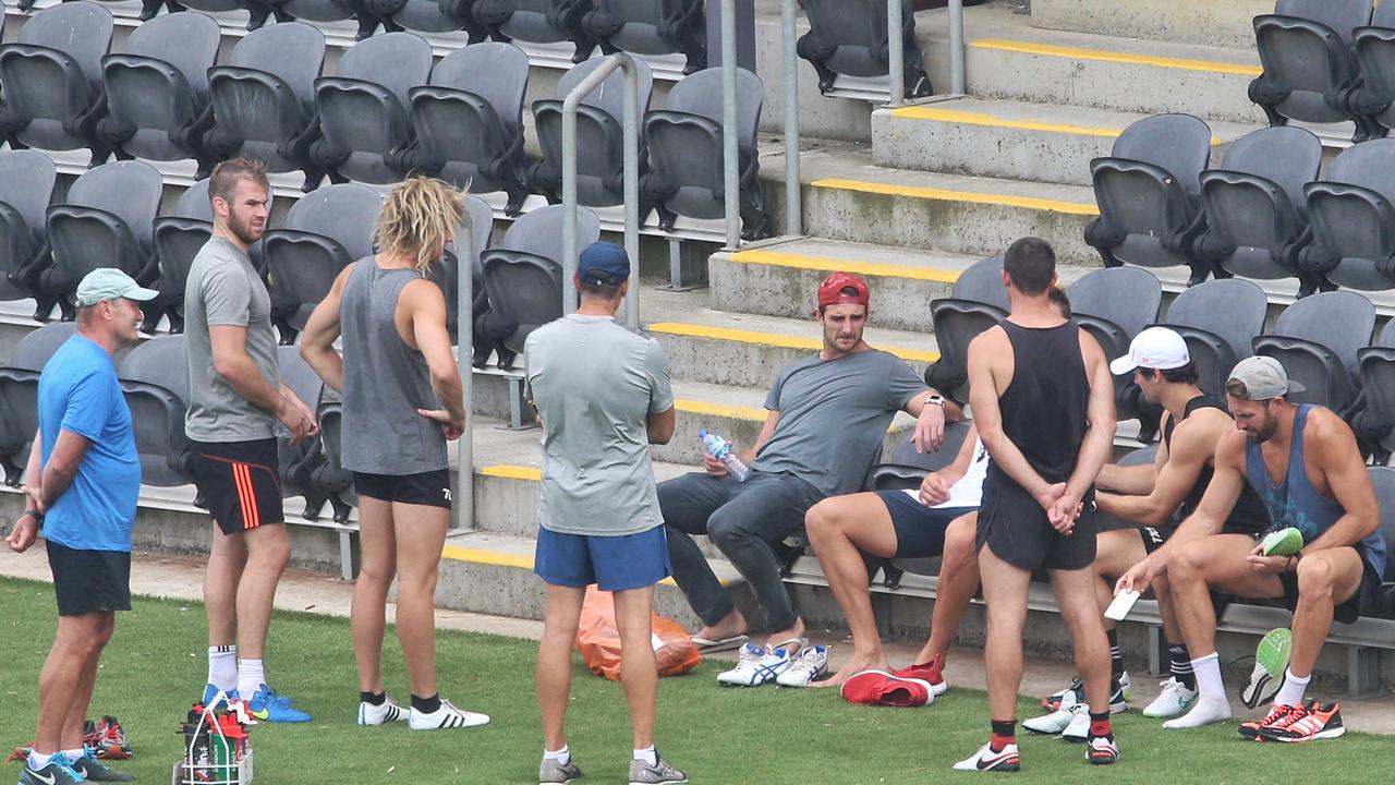 Members of the ‘Essendon 34’ train together.