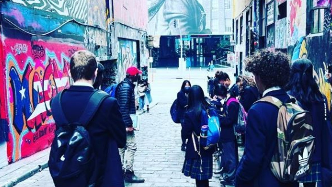 The school shared a photo on Instagram of a year 10 excursion to the Melbourne CBD.