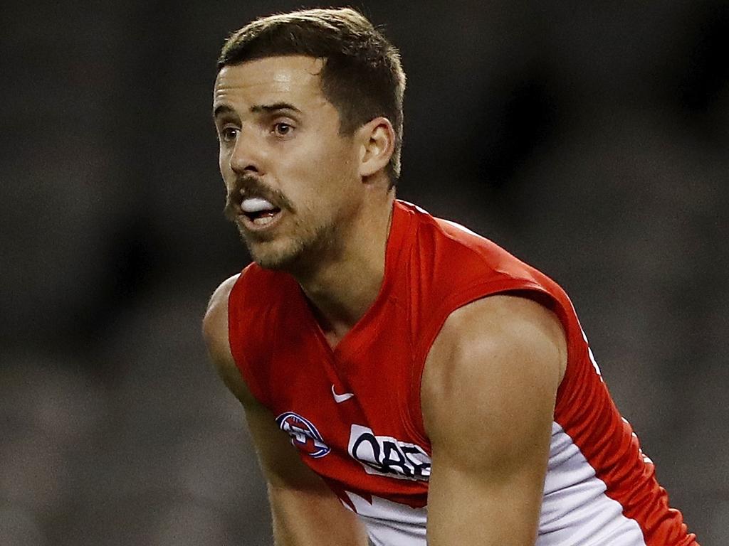 Jake Lloyd was Sydney’s most prolific user of the footy on Saturday afternoon. (Photo by Dylan Burns/AFL Photos via Getty Images)