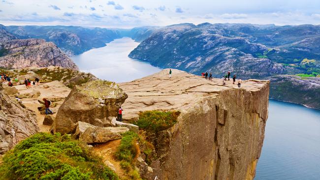 Pulpit rock looking out over Lysefjord in Norway.