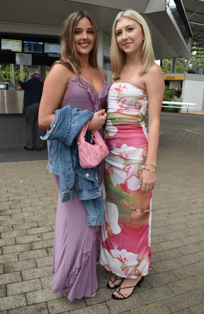 Makayla Cuthbert and Olivia Thomson at the 91.1 Hot FM Ladies Oaks Day 2025.