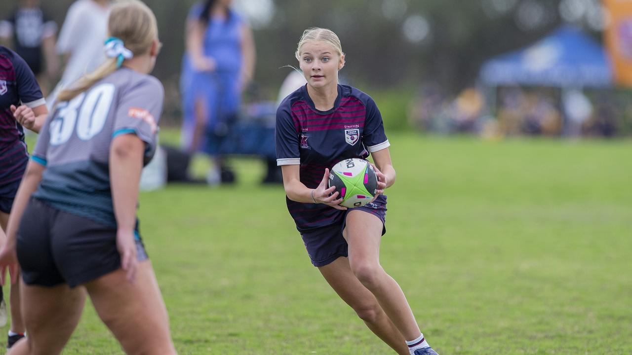 Leevi Williams from Stretton State College playing touch football. Picture: Jerad Williams