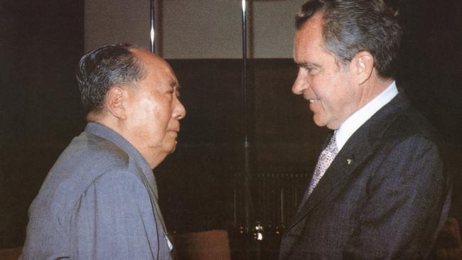 Chairman Mao Zedong meets US President Richard Nixon in Beijing in February 1972.