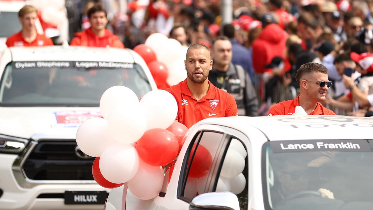 Lance Franklin and Tom Papley. Picture: Getty Images