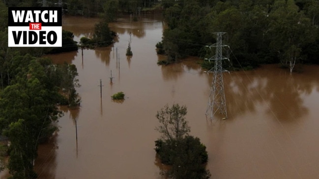 Drone footage of Moggill floods