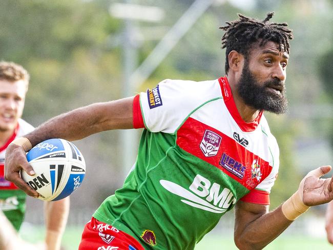 Edene Gebbie in the Intrust Super Cup rugby game between Wynnum Manly Seagulls and Sunshine Coast Falcons, Sunday, June 16, 2019 (AAP Image/Richard Walker)