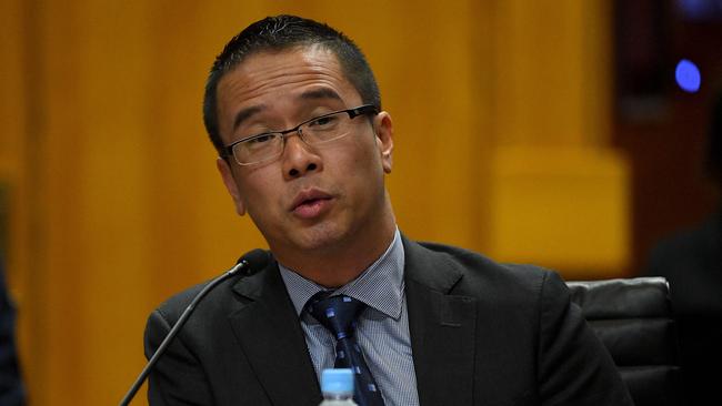 Chair of Campbelltown and Camden (Macarthur) Hospital Medical Staff Council, Dr Setthy Ung is seen during a hearing into South West Sydney Hospitals at NSW Parliament House in Sydney. Picture: NCA NewsWire / Bianca De Marchi