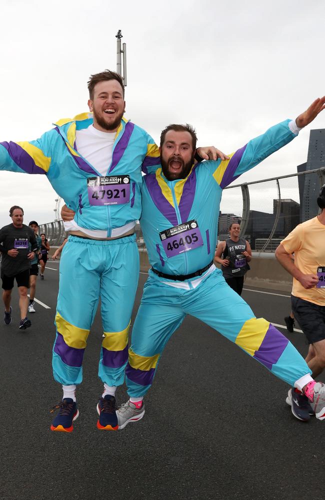 Entrants jump for joy on the course. Picture: Mark Stewart