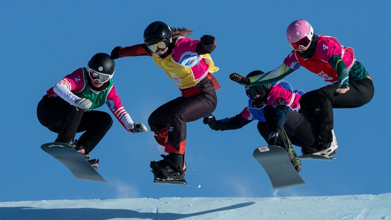 Josie Baff (red bib) on her way to winning a gold medal at the Winter Youth Olympic Games in Lausanne last year. Pic: OIS/Ben Queenborough.