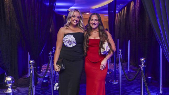 Jen Woodland & Madison Le Page arriving at the Kollosche People's Ball at The Star. Picture: Glenn Campbell